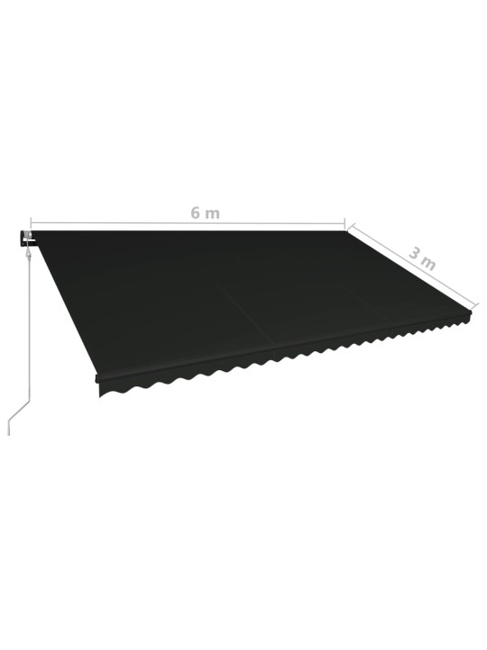 Ištraukiama markizė su vėjo jutikliu/LED, antracito, 600x300cm