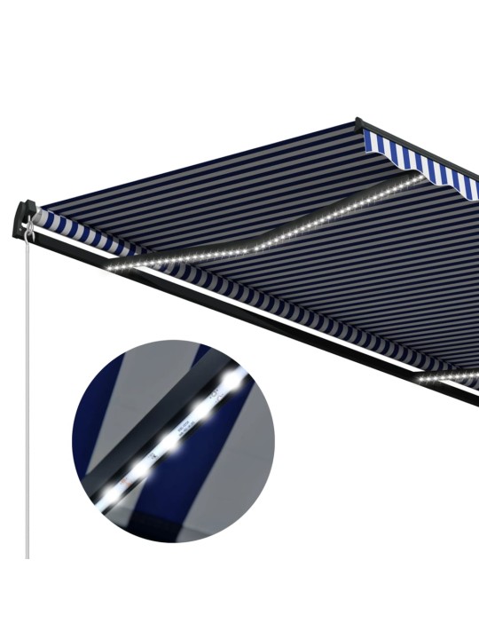 ištraukiama markizė su LED, mėlyna ir balta, 600x300cm