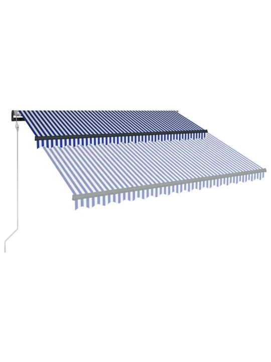 Markizė su vėjo jutikliu ir LED, mėlyna ir balta, 400x300cm