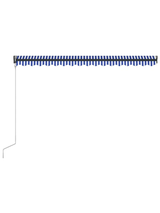 Markizė su vėjo jutikliu ir LED, mėlyna ir balta, 400x300cm