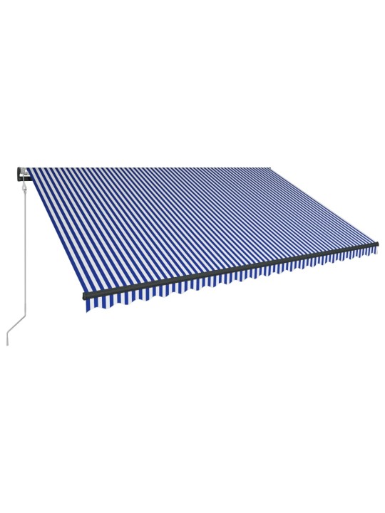 Markizė su vėjo jutikliu ir LED, mėlyna ir balta, 500x300cm