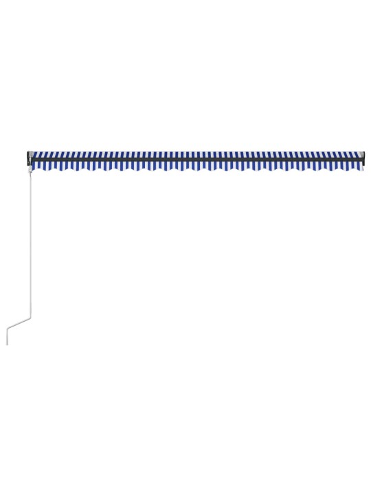 Markizė su vėjo jutikliu ir LED, mėlyna ir balta, 500x300cm