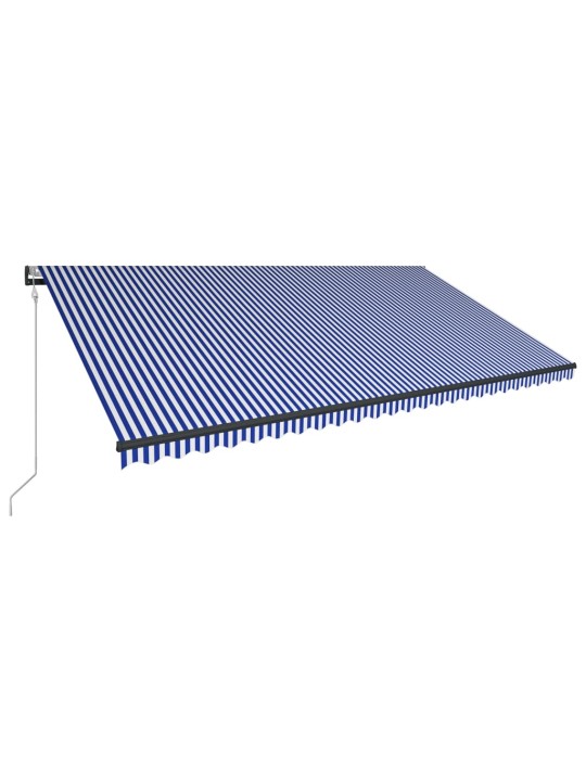 Markizė su vėjo jutikliu ir LED, mėlyna ir balta, 600x300cm