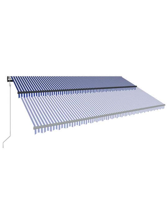 Markizė su vėjo jutikliu ir LED, mėlyna ir balta, 600x300cm
