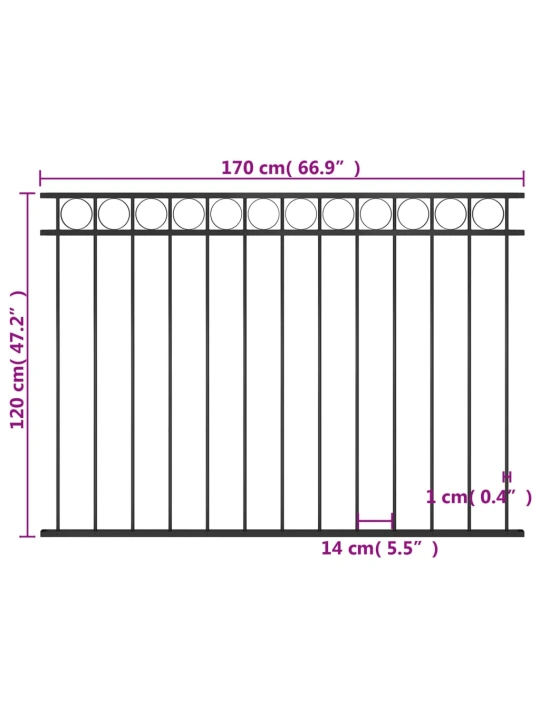 Tvoros segmentas, juodos spalvos, 1,7x1,2m, plienas