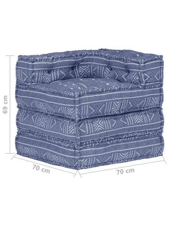 Modulinis pufas, indigo spalvos, audinys
