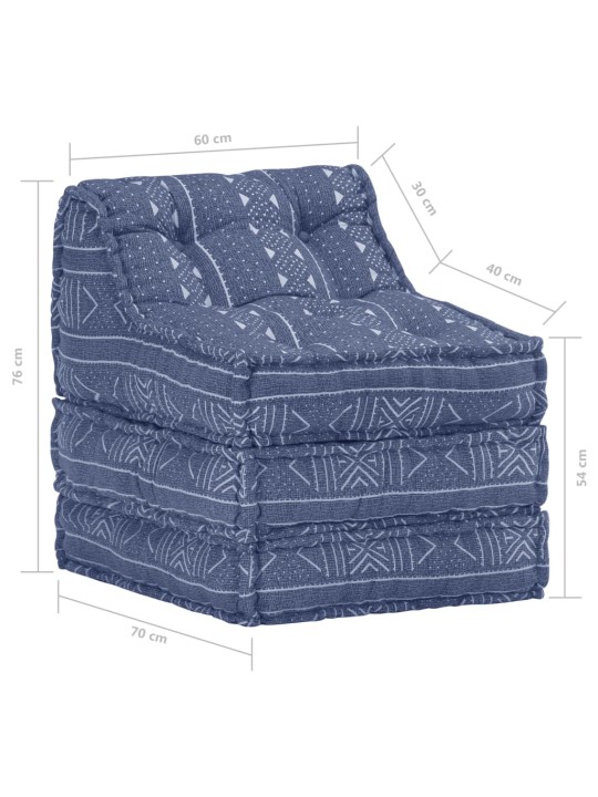 Modulinis pufas, indigo spalvos, audinys