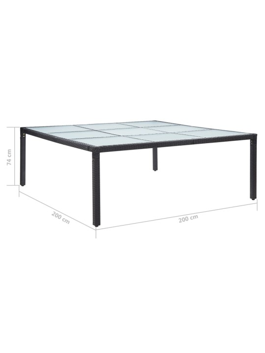 Sodo valgomojo stalas, juodas, 200x200x74cm, poliratanas