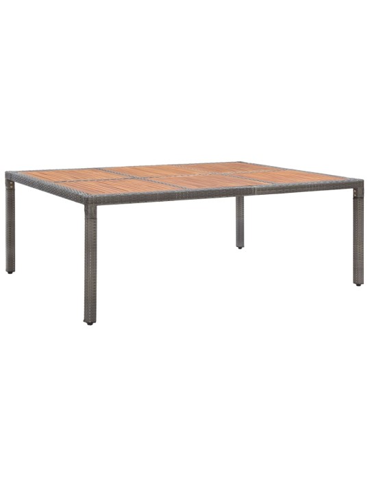 Sodo stalas, pilkas, 200x150x74cm, poliratanas ir akacija