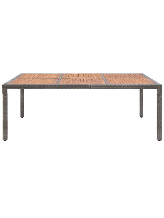 Sodo stalas, pilkas, 200x150x74cm, poliratanas ir akacija