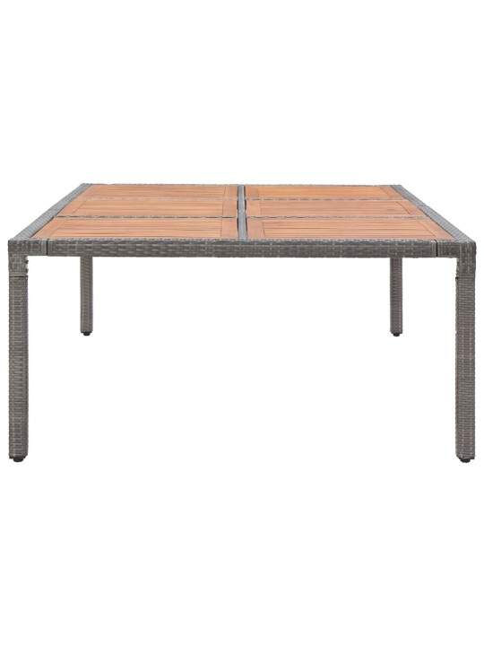 Sodo stalas, pilkas, 200x150x74cm, poliratanas ir akacija