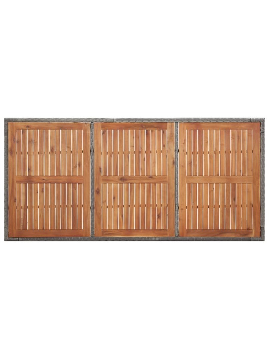 Sodo stalas, pilkas, 200x150x74cm, poliratanas ir akacija