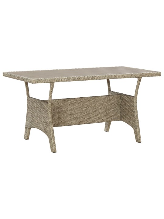 Sodo stalas, pilkos spalvos, 130x70x66cm, poliratanas