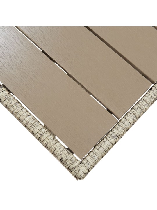 Sodo stalas, pilkos spalvos, 130x70x66cm, poliratanas