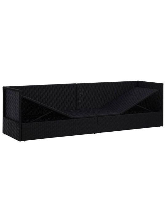 Sodo sofa su pagalvėlėmis ir pagalvėmis, juoda, poliratanas