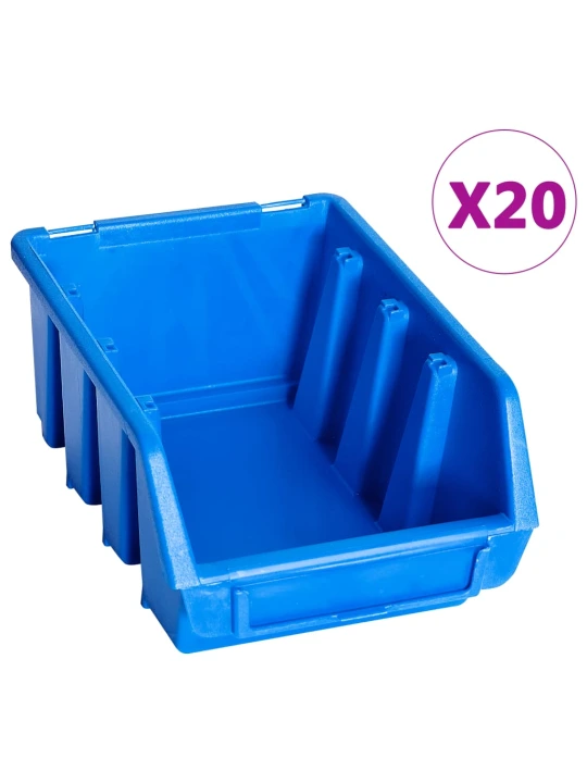 Sudedamos sandėliavimo dėžės, 20vnt., mėlynos, plastikas