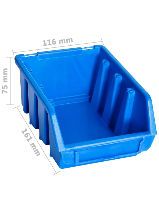 Sudedamos sandėliavimo dėžės, 20vnt., mėlynos, plastikas