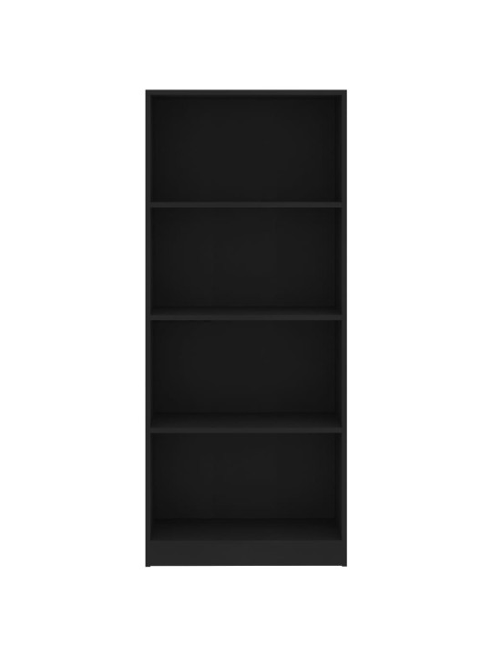 Spintelė knygoms, 4 lentynos, juodos spalvos, 60x24x142cm, MDP