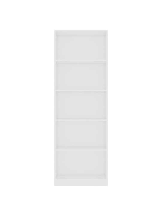 Spintelė knygoms, 5 lentynos, baltos spalvos, 60x24x175cm, MDP