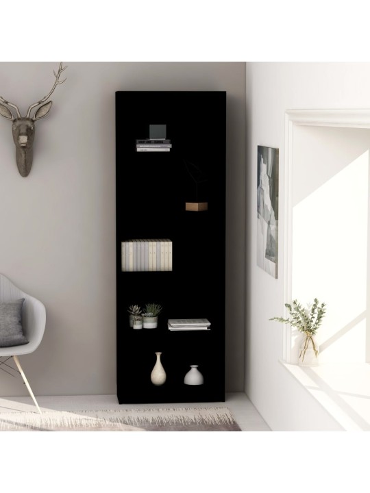 Spintelė knygoms, 5 lentynos, juodos spalvos, 60x24x175cm, MDP