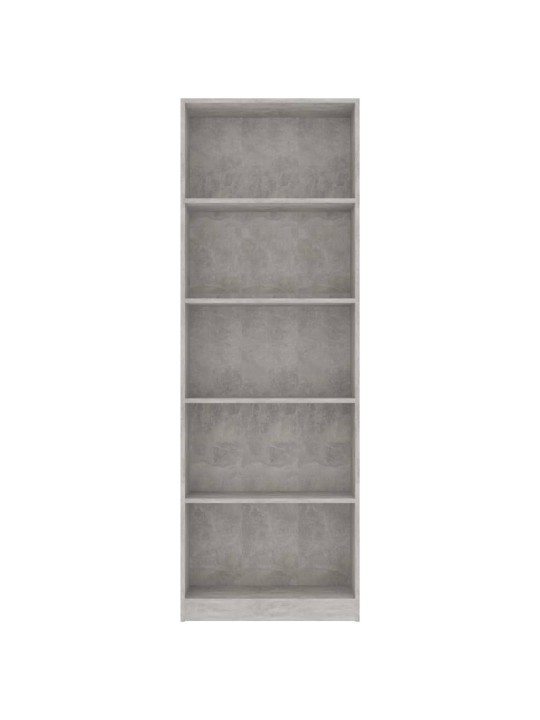 Spintelė knygoms, 5 lentynos, betono pilka, 60x24x175cm, MDP