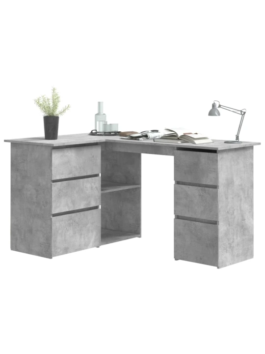 Kampinis rašomasis stalas, betono pilkas, 145x100x76cm, MDP
