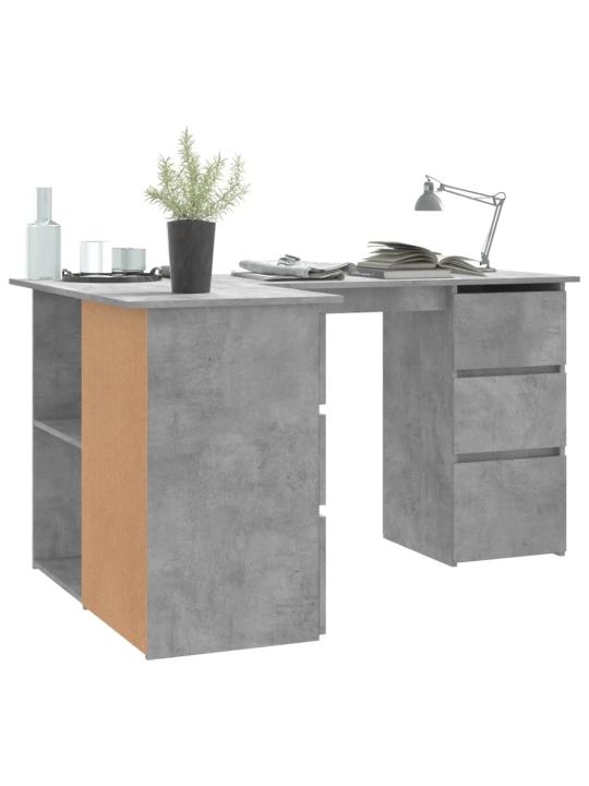 Kampinis rašomasis stalas, betono pilkas, 145x100x76cm, MDP