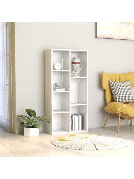 Spintelė knygoms, baltos spalvos, 50x25x106cm, MDP, ypač blizgi