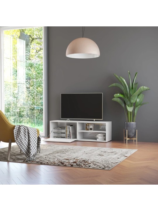 Televizoriaus spintelė, balta, 120x34x37cm, MDP, ypač blizgi