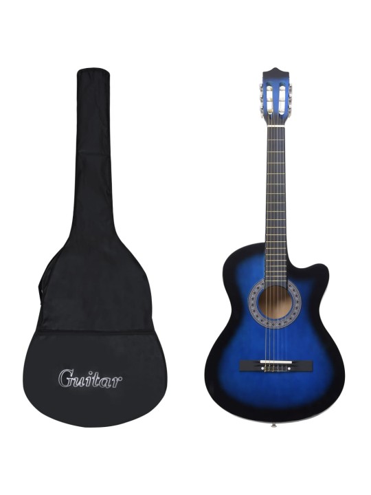 Klasikinės gitaros rinkinys, 12 dalių, mėlynas, 38", 6 stygos