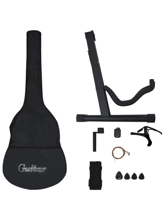 Klasikinės gitaros rinkinys, 12 dalių, mėlynas, 38", 6 stygos