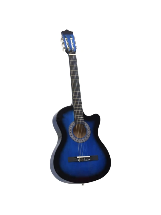 Klasikinės gitaros rinkinys, 12 dalių, mėlynas, 38", 6 stygos