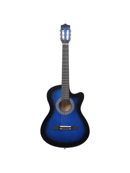 Klasikinės gitaros rinkinys, 12 dalių, mėlynas, 38", 6 stygos