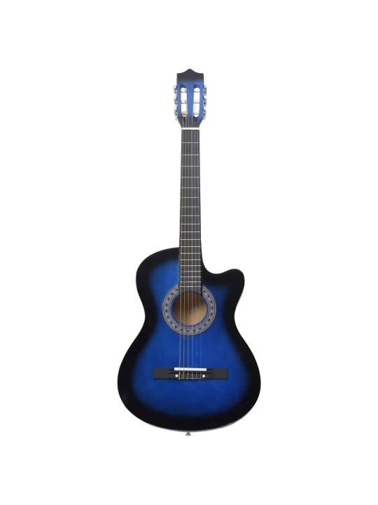 Klasikinės gitaros rinkinys, 12 dalių, mėlynas, 38", 6 stygos
