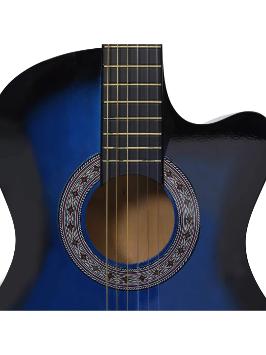 Klasikinės gitaros rinkinys, 12 dalių, mėlynas, 38", 6 stygos