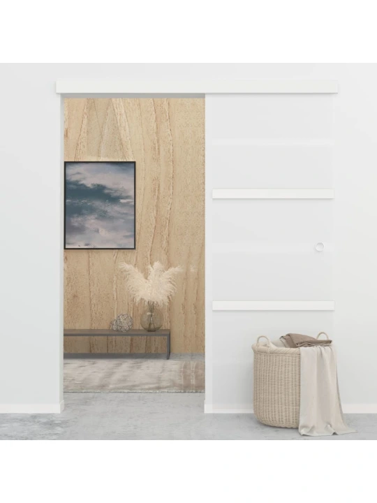 Stumdomos durys, sidabrinės, 76x205cm, aliuminis ir ESG stiklas