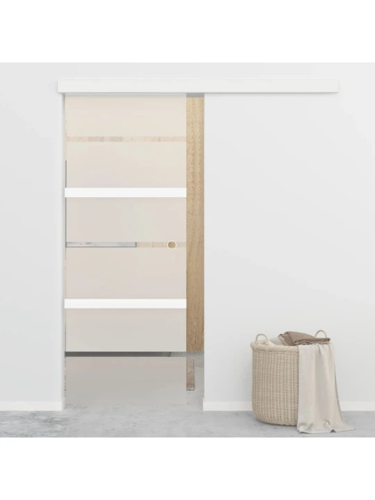 Stumdomos durys, sidabrinės, 76x205cm, aliuminis ir ESG stiklas