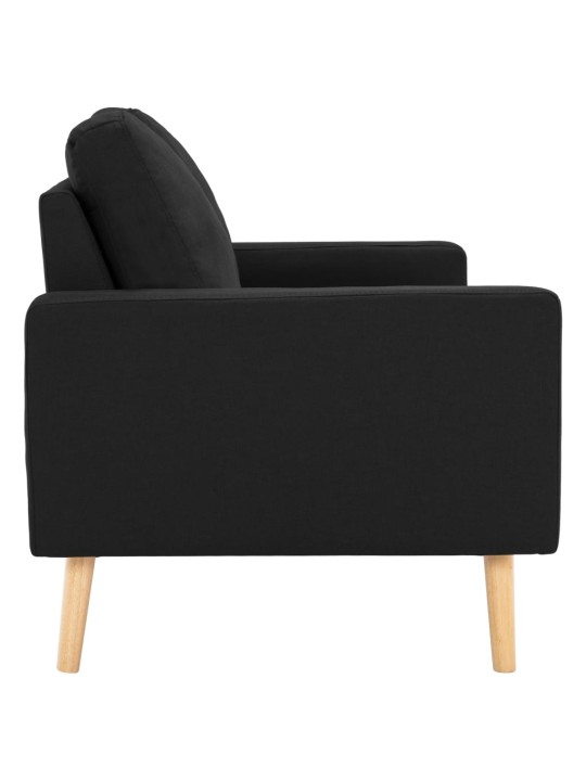 Trivietė sofa, juodos spalvos, audinys