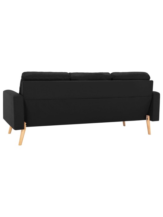Trivietė sofa, juodos spalvos, audinys
