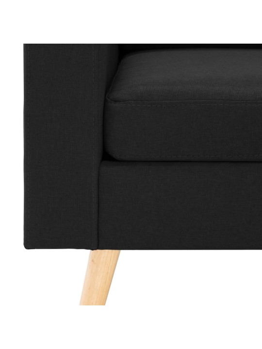 Trivietė sofa, juodos spalvos, audinys