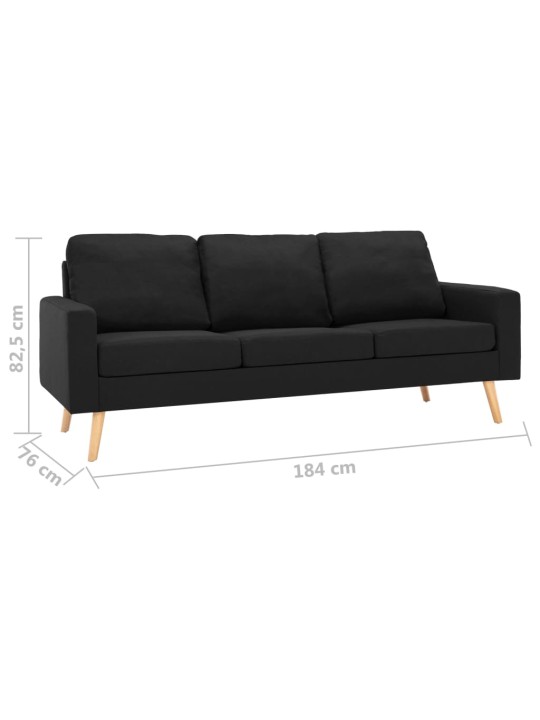 Trivietė sofa, juodos spalvos, audinys