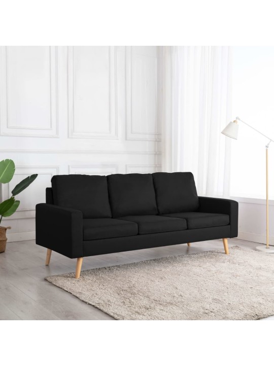 Trivietė sofa, juodos spalvos, audinys