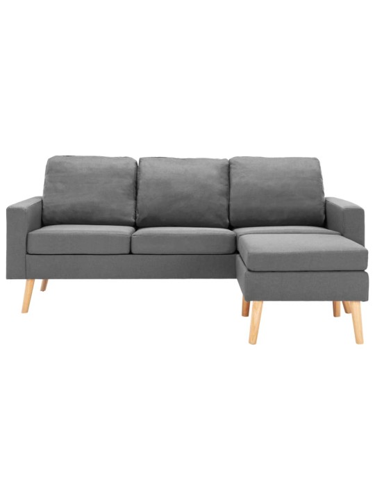 Trivietė sofa su pakoja, šviesiai pilkos spalvos, audinys