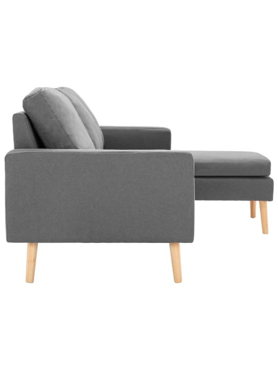 Trivietė sofa su pakoja, šviesiai pilkos spalvos, audinys