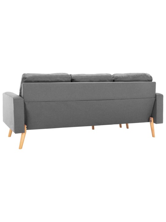 Trivietė sofa su pakoja, šviesiai pilkos spalvos, audinys