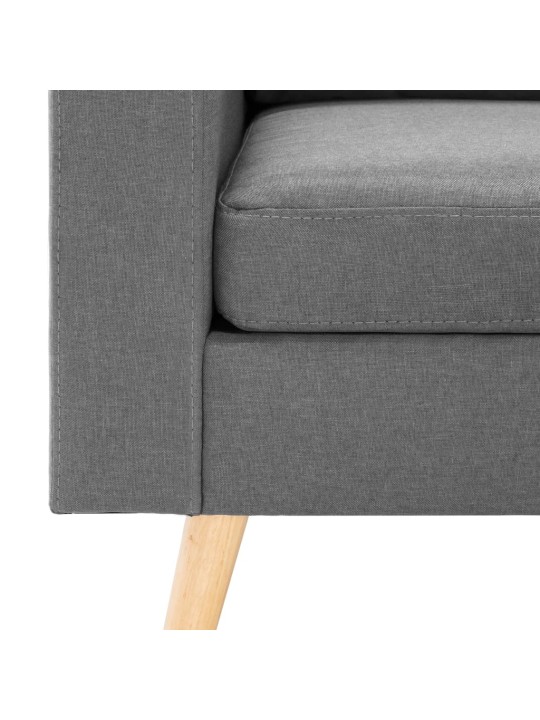 Trivietė sofa su pakoja, šviesiai pilkos spalvos, audinys