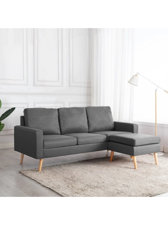 Trivietė sofa su pakoja, šviesiai pilkos spalvos, audinys
