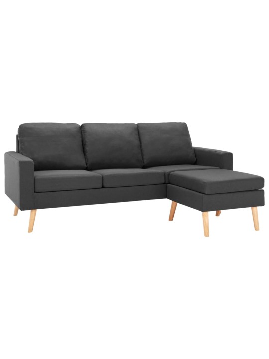 Trivietė sofa su pakoja, tamsiai pilkos spalvos, audinys