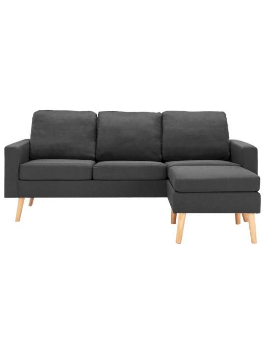 Trivietė sofa su pakoja, tamsiai pilkos spalvos, audinys