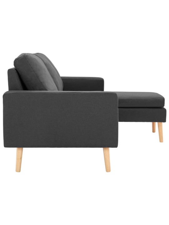 Trivietė sofa su pakoja, tamsiai pilkos spalvos, audinys